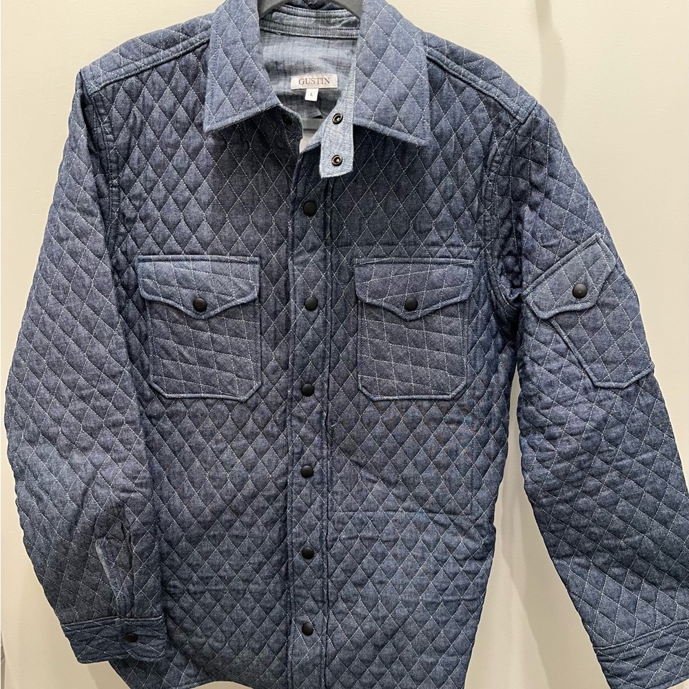 Gustin Blue Quilted Shirt Jacket